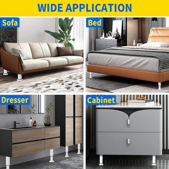 4 PCS Adjustable Height Bed Support Legs for Bed Frame/Bed Center Slat, Heavy - Picture 6 of 6